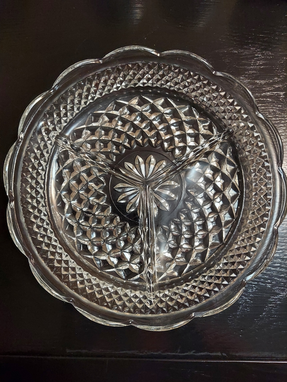 Clear Glass Divided Serving Dish - Elegant Crystal-Style Design